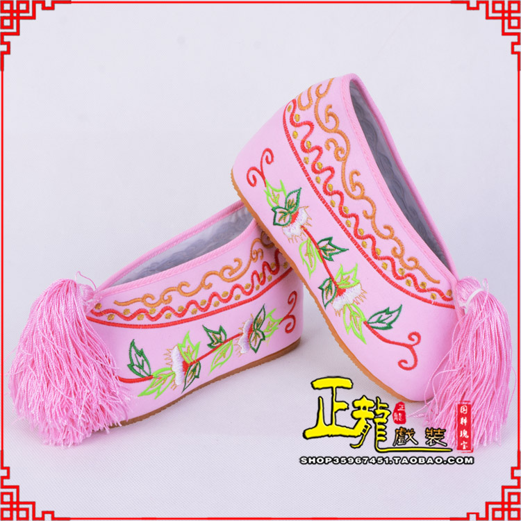 阳新花旦鞋女绣花彩鞋 舒适款草花内高彩鞋