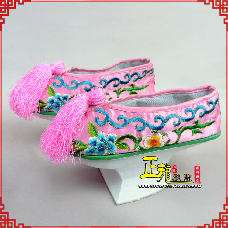 阳新京越剧戏鞋花盆底清朝皇后贵妃宫女花盆底 旗鞋