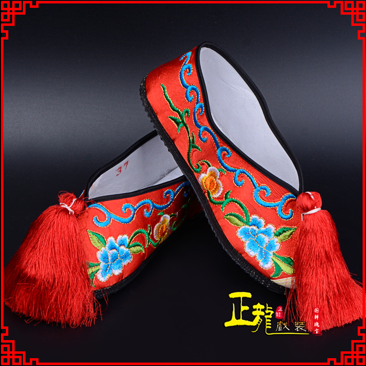 阳新京剧越剧戏曲彩鞋花旦绣花 普平底彩鞋